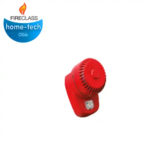 RoLP LX Lampeggiante da parete corpo rosso, lampeggiante bianco, base EN54-23 W-2.4 7.5 -VAD-